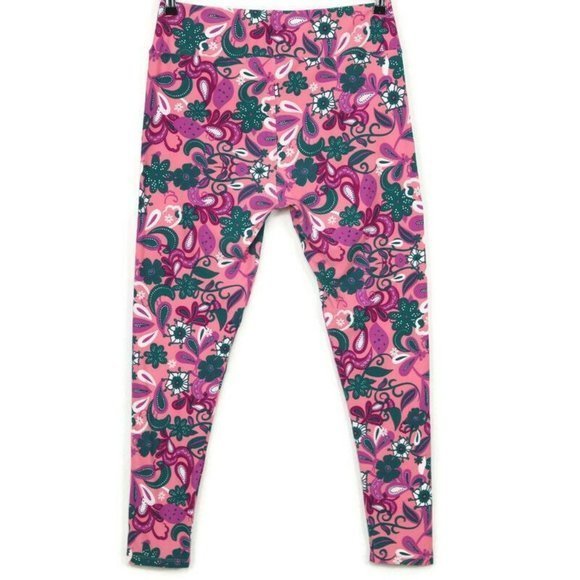 LuLaRoe Leggings Pink‎ Purple Green White Floral Size TC Tall & Curvy - Picture 2 of 12